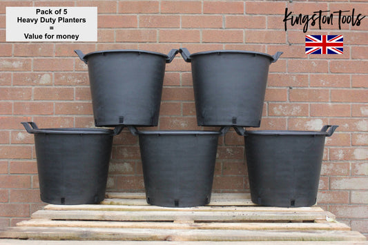 5x Heavy Duty 30L Plant Pots - Large Size 40cm / 15.7" - Plastic Planters for Outdoor Plants, Vegetables & Flowers – Potato Grow Tub Container with Handles