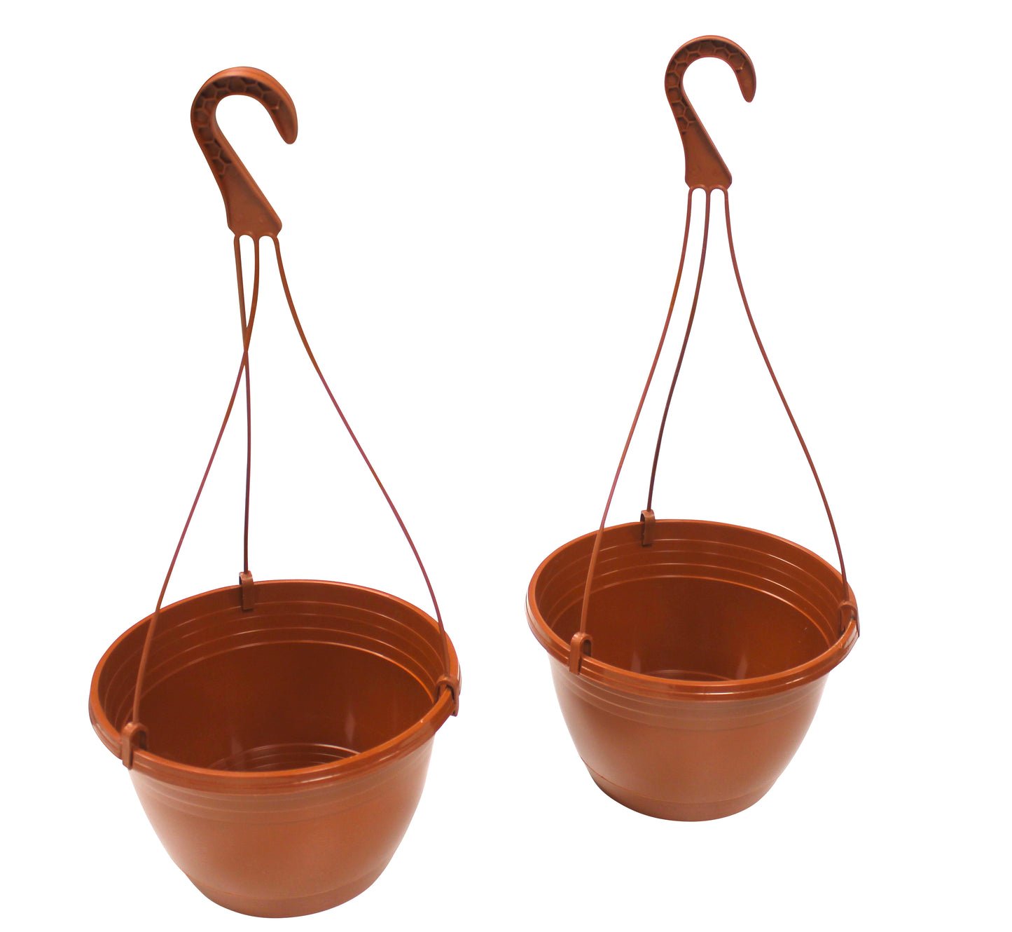 Set of 2 hanging baskets, Green or Terracotta. Made From Recycled Plastics