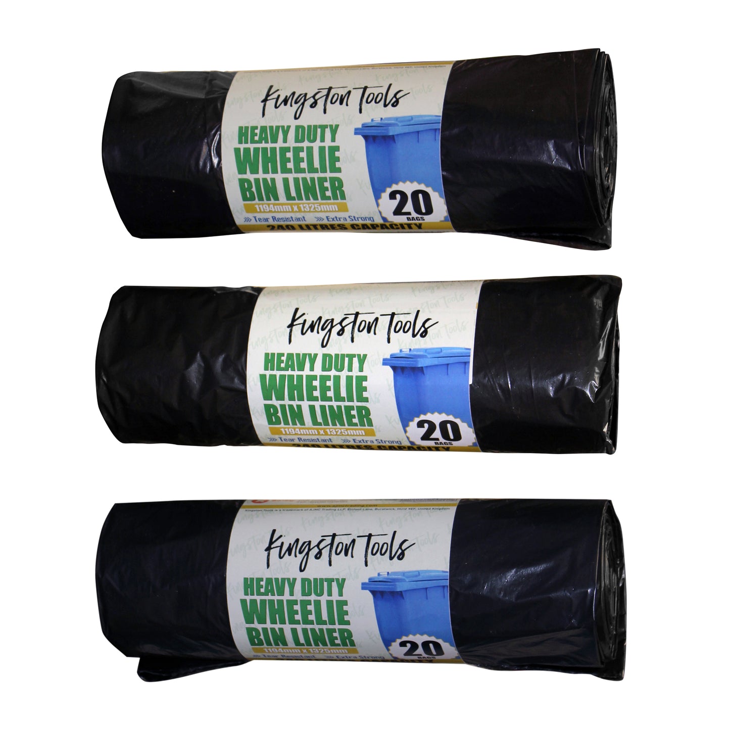 Thick and Extra Strong Heavy Duty Bin Liners – 240 Litre Capacity, Black