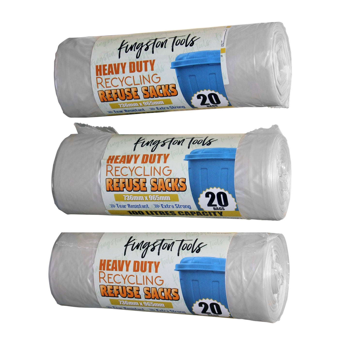 Heavy Duty Recycling Refuse Sacks - 88 Gauge, 100 Litre Capacity