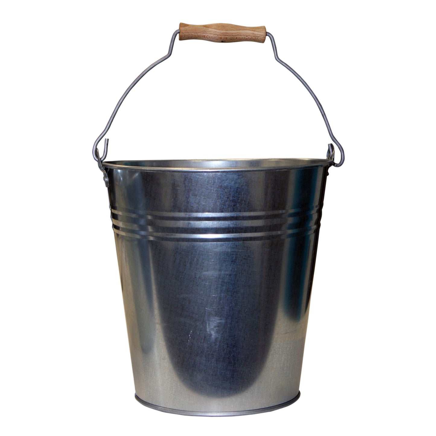 Galvanised Metal Bucket with Wooden Handle