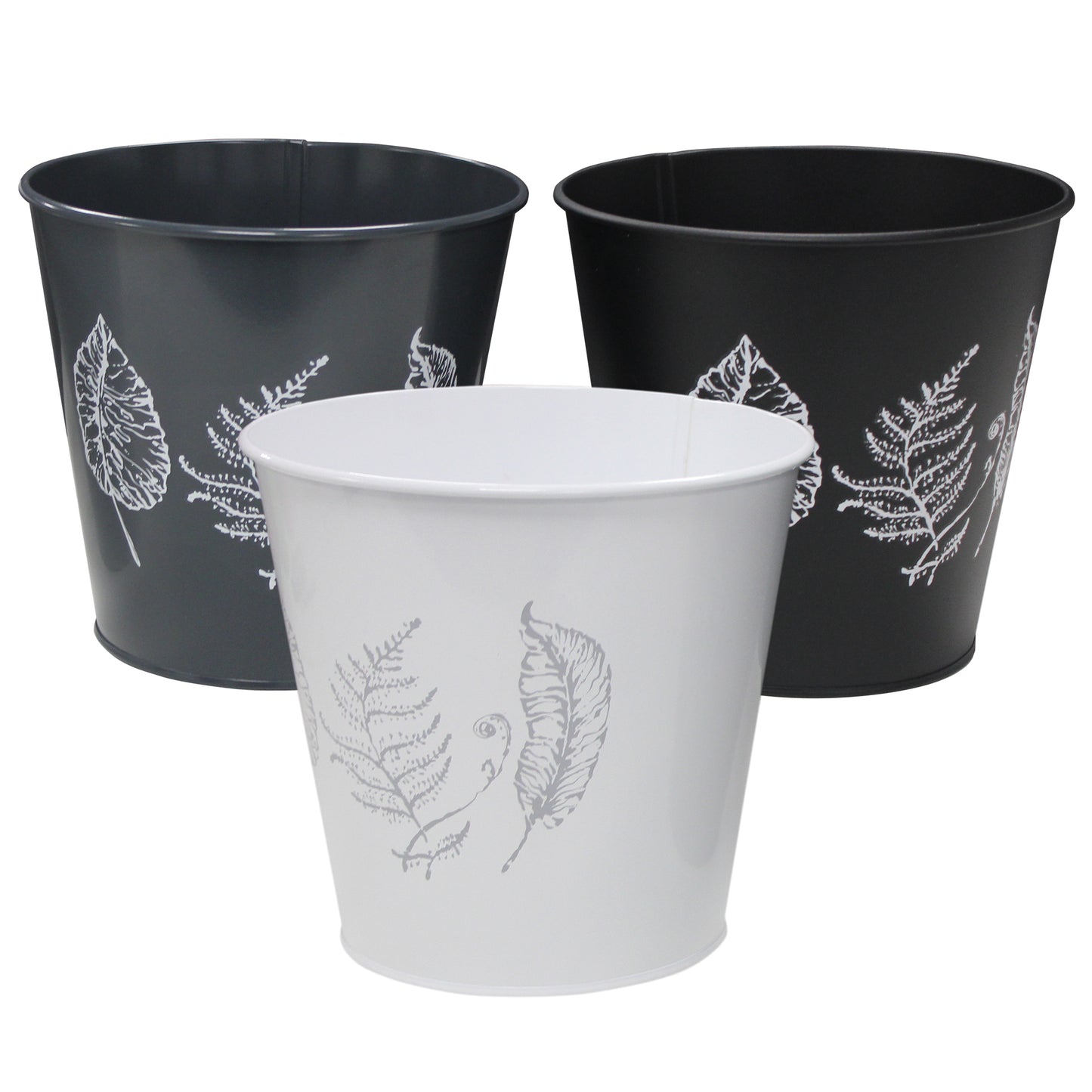 Galvanised Planters with Leaf Prints, 7 Litres - 3 Colours Available