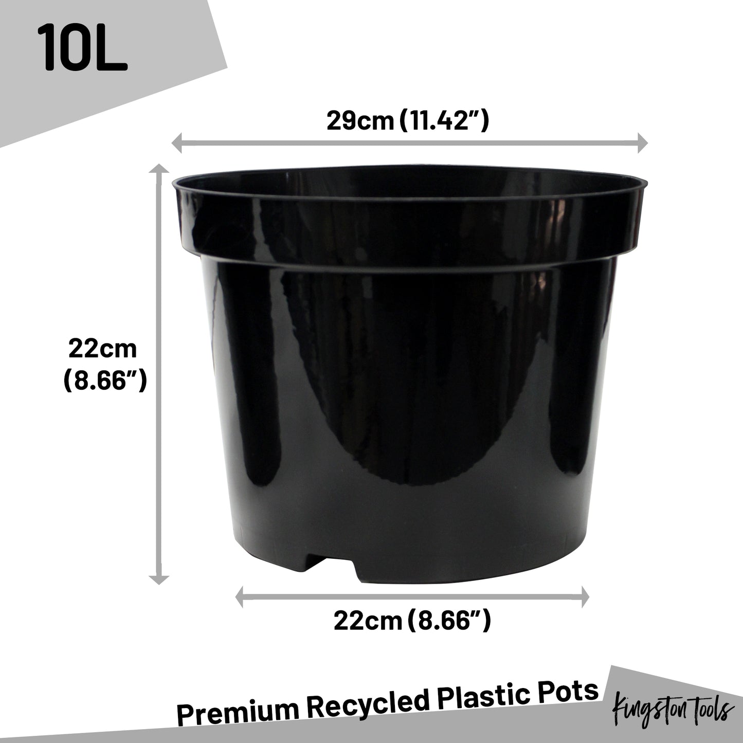 Premium Recycled Plastic Plant Pots High Quality Garden Planters - Black 7 Sizes Available