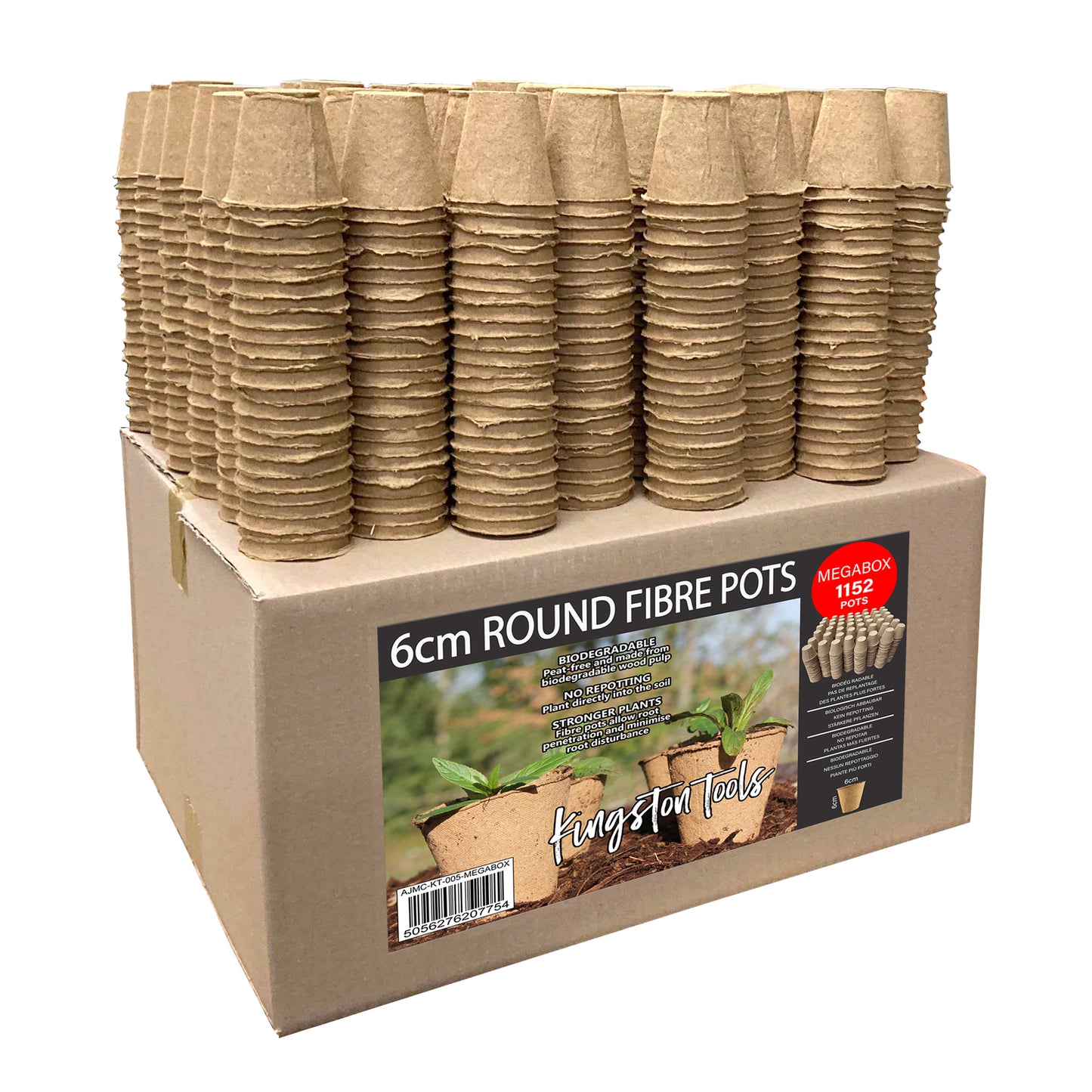 THE MEGABOX - 1152x 6cm Peat Free Round Fibre Pots