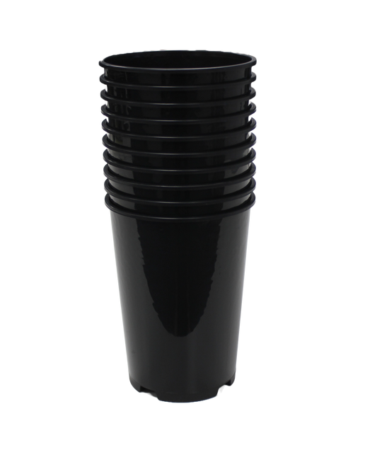 Kingston Tools 10x Extra Tall & Deep Premium Black Plant Pots Recycled Plastics Made in the UK