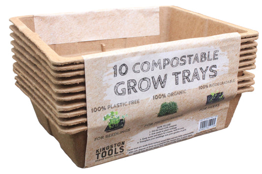 10 Compostable Grow Trays for Seed Starting 19x15cm