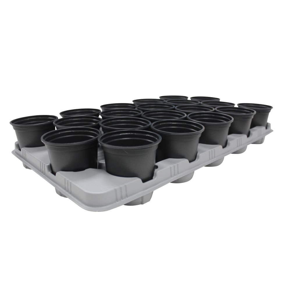 60 Grow Pots (9cm / 0.39l) with 3 Carry Trays Made in the UK from Recycled Plastics