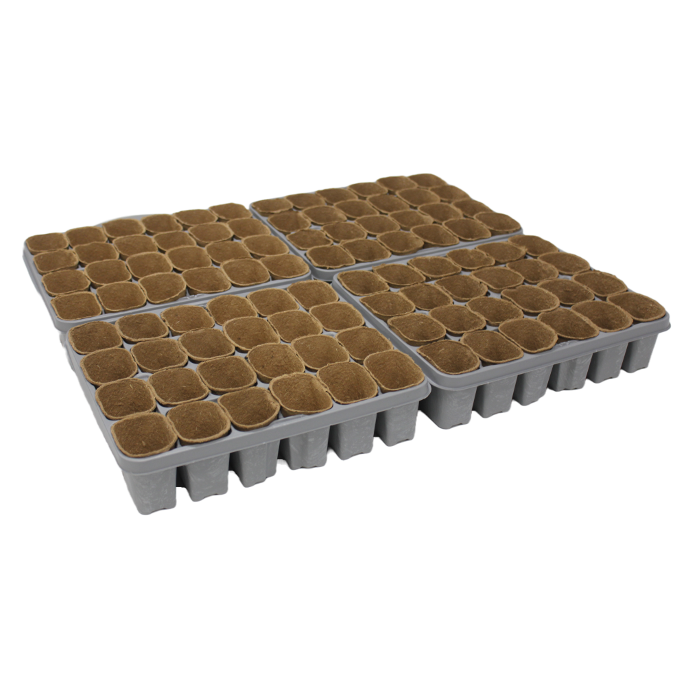 96 Fibre Pots 6cm and 4 Carry Trays with 24 cells Germination Trays for Seeds, Seedlings, Cuttings with Biodegradable Pots