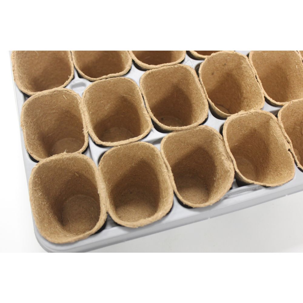 96 Fibre Pots 6cm and 4 Carry Trays with 24 cells Germination Trays for Seeds, Seedlings, Cuttings with Biodegradable Pots