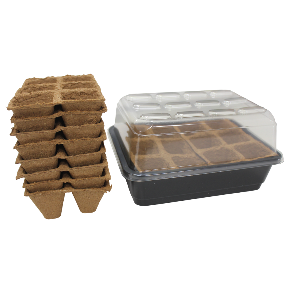 Premium Propagator Kit (17x23cm) with 10x 6-cell Biodegrable Fibre Strips – Mini Greenhouse