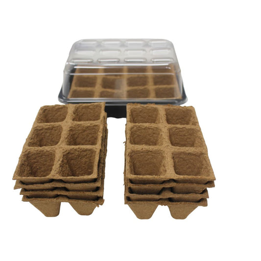 Premium Propagator Kit (17x23cm) with 10x 6-cell Biodegrable Fibre Strips – Mini Greenhouse