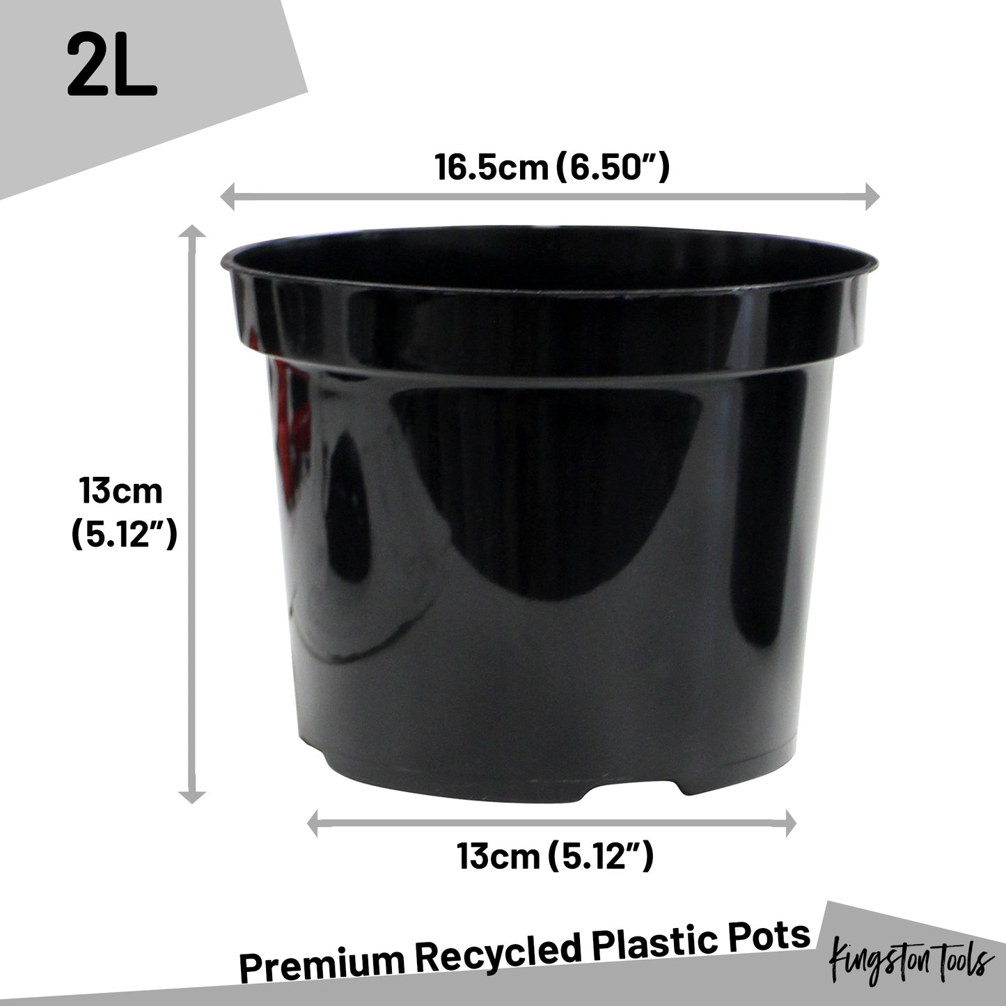 Premium Recycled Plastic Plant Pots High Quality Garden Planters - Black 7 Sizes Available